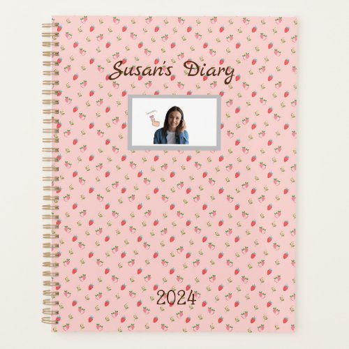 a cute note with a strawberry picture planner