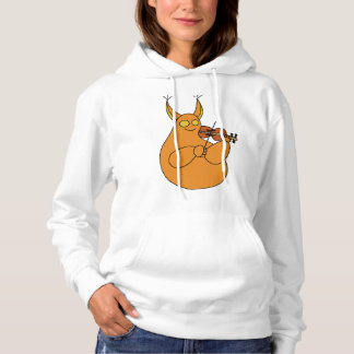 A cute orange musical monster playing the violin hoodie