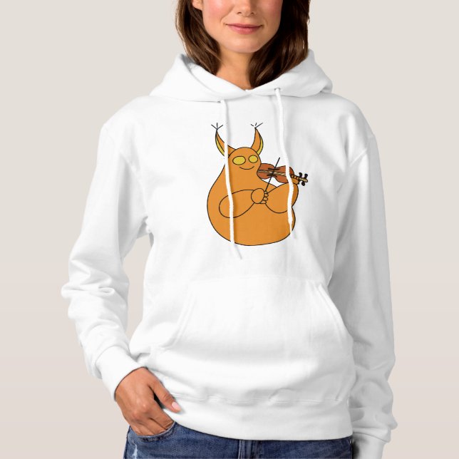 A cute orange musical monster playing the violin  hoodie (Front)