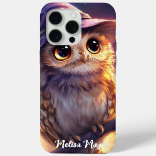 A Cute Owl Wearing a Witch Hat iPhone 15 Pro Max Case