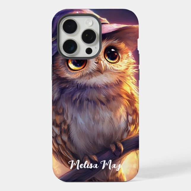 A Cute Owl Wearing a Witch Hat  Iphone Case (Back)