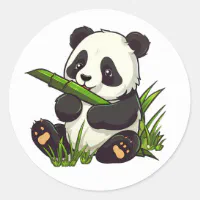 Cute Little Panda Munching On Bamboo Shoot - Cute Panda - Posters and Art  Prints