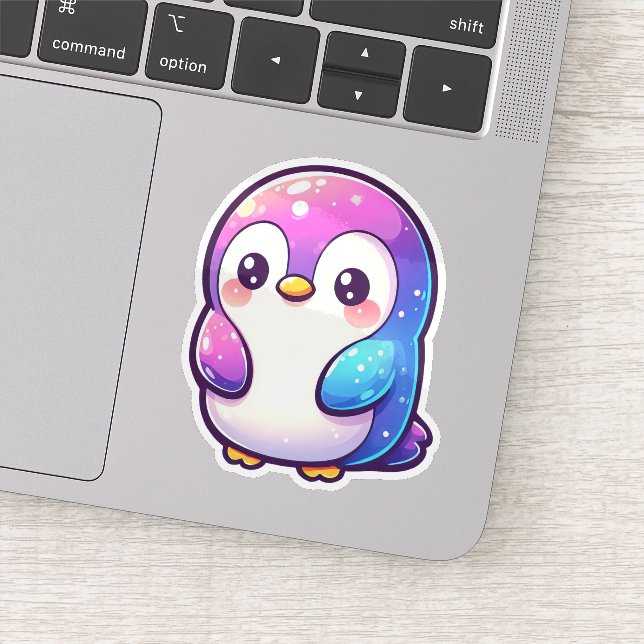  A cute pastel penguin with a vibrant gradient Sticker (Detail)