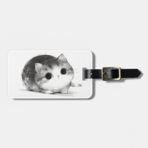 A cute pencil_drawing cat _ 1 luggage tag
