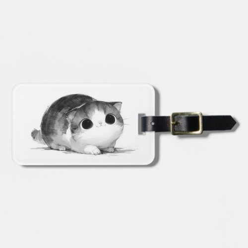 A cute pencil_drawing cat _ 2 luggage tag