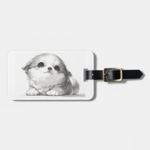A cute pencil_drawing dog _ 1 luggage tag
