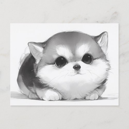 A cute pencil_drawing dog _ 6 postcard