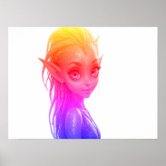 A Cute Pink Extraterrestrial Alien Girl On a Wall Poster