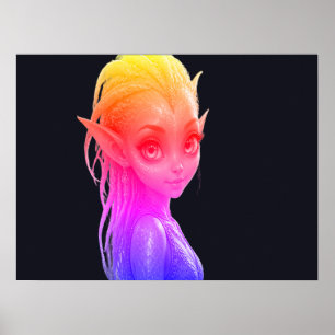 A Cute Pink Extraterrestrial Alien Girl On a Wall Poster