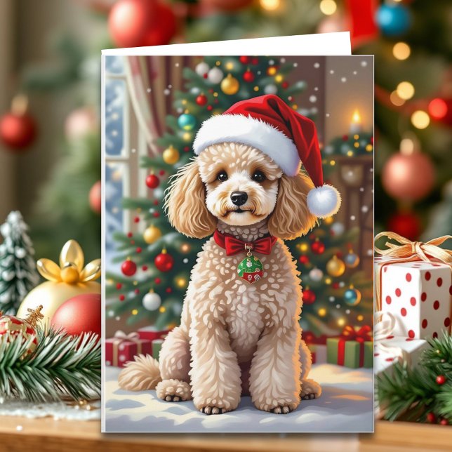 A Cute Poodle Christmas Personalized Holiday Card (Creator Uploaded)