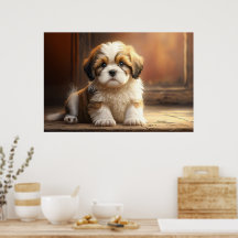 A cute poster with a dog puppy