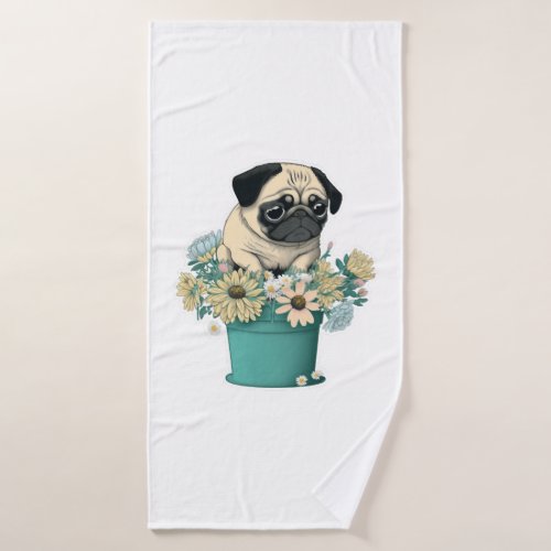 A Cute Pug Bath Towel