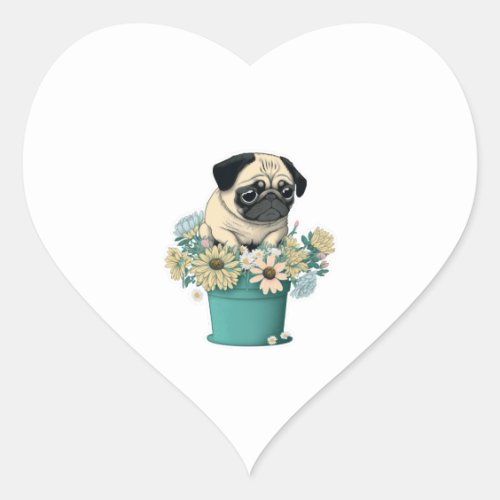 A Cute Pug Heart Sticker