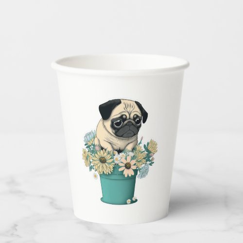 A Cute Pug Paper Cups