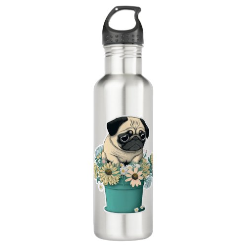 A Cute Pug Stainless Steel Water Bottle