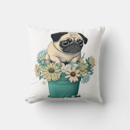 A Cute Pug Throw Pillow