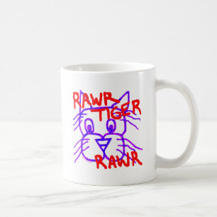 A Cute Rawr Tiger Rawr Cartoon Cat Coffee Mug