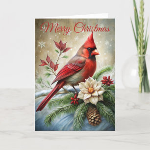 A Cute Red Cardinal Christmas Holiday Card