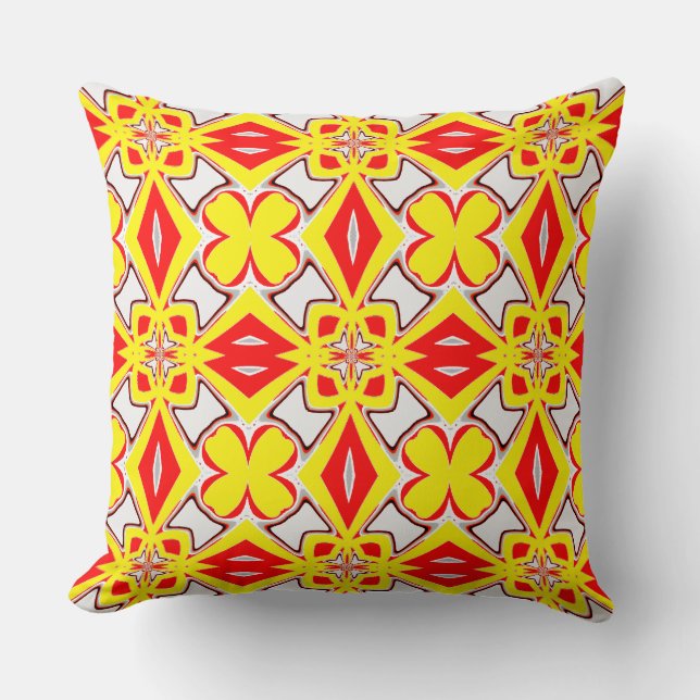 A cute red yellow white classic pattern  throw pillow (Front)