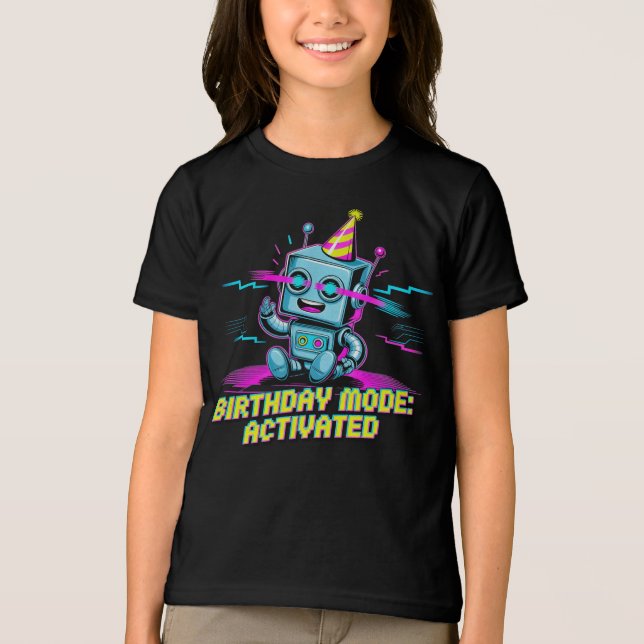 A Cute Robot Activated Birthday Party Mode Tri-Blend Shirt (Front)