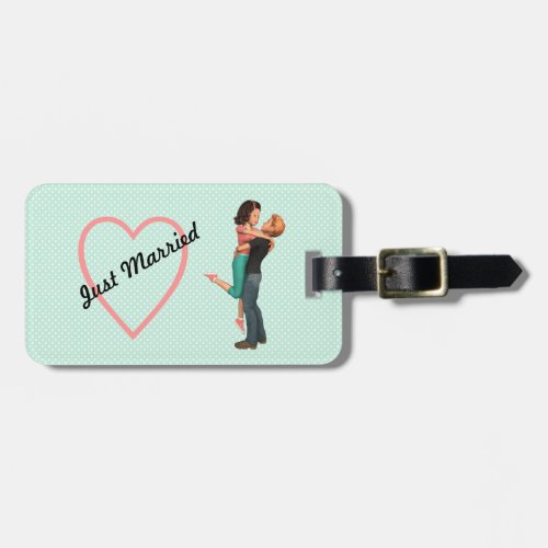 A Cute Romance Sweethearts Embrace Personalized Luggage Tag