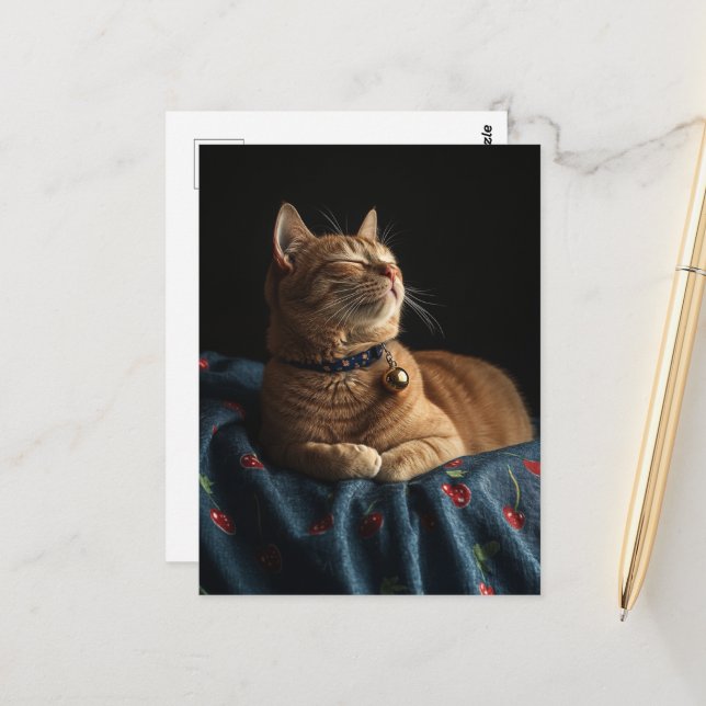 A Cute Sleepy Ginger Kitty  Postcard (Front/Back In Situ)