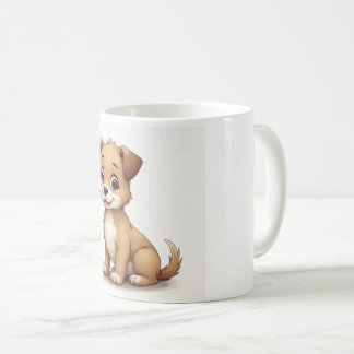 a cute smiling puppy coffee mug