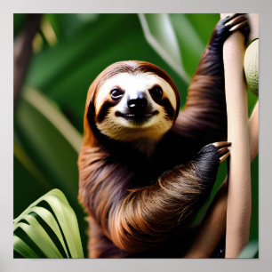 A Cute Smiling Sloth Poster