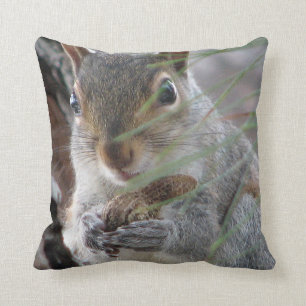 A Cute Squirrel With Peanut Cheeky Decorator Throw Pillow