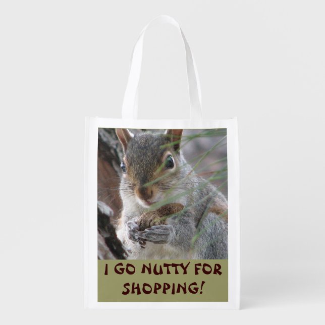 A Cute Squirrel With Peanut Nutty For Shopping Grocery Bag (Front)