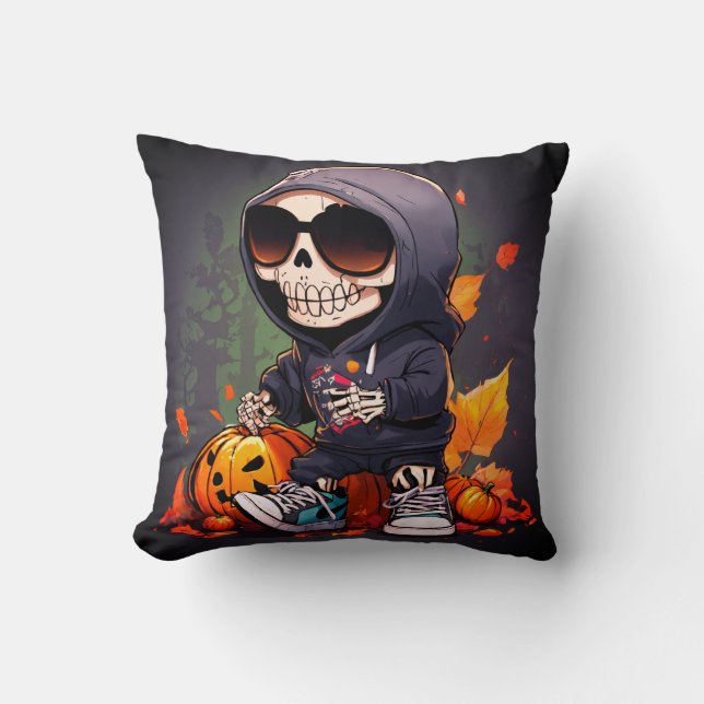 A Cute Stuffed Halloween Character image Seasonal Throw Pillow (Front)