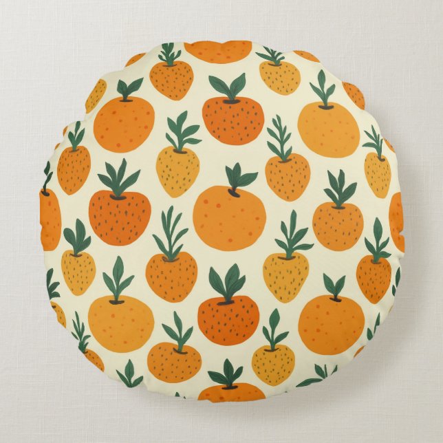 A cute tangerine round pillow (Front)