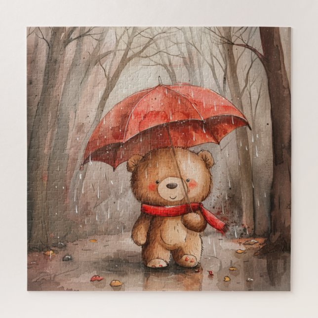 A Cute Teddy Bear in The Rain Jigsaw Puzzle (Vertical)