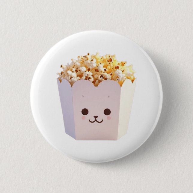A Cute Tub of Popcorn Button (Front)