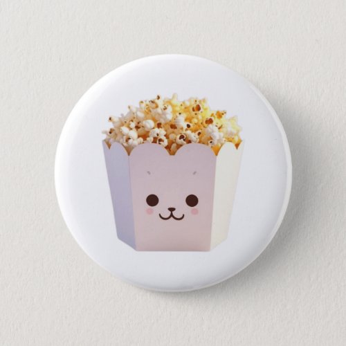 A Cute Tub of Popcorn Button