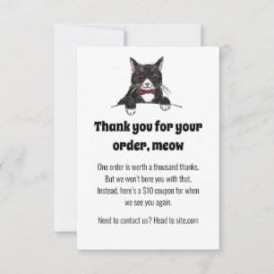 A Cute Tuxedo Cat Thank You Card for Customers