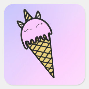 A cute unicorn ice-cream cone sticker