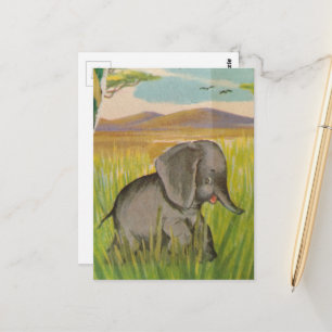 A Cute Vintage Baby Elephant Postcard