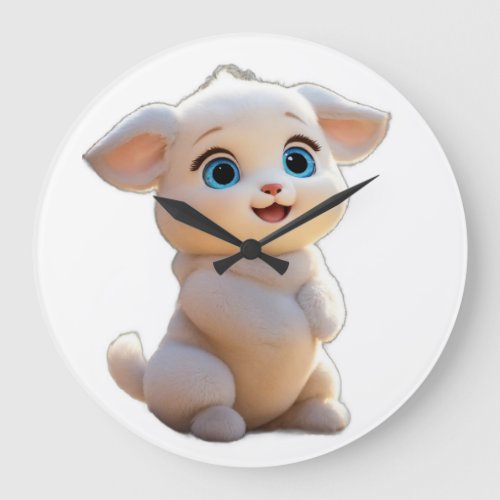 A cute white baby oxolyl animated cartoon unreal large clock