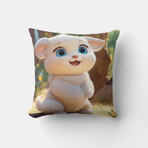 A cute white baby oxolyl  throw pillow