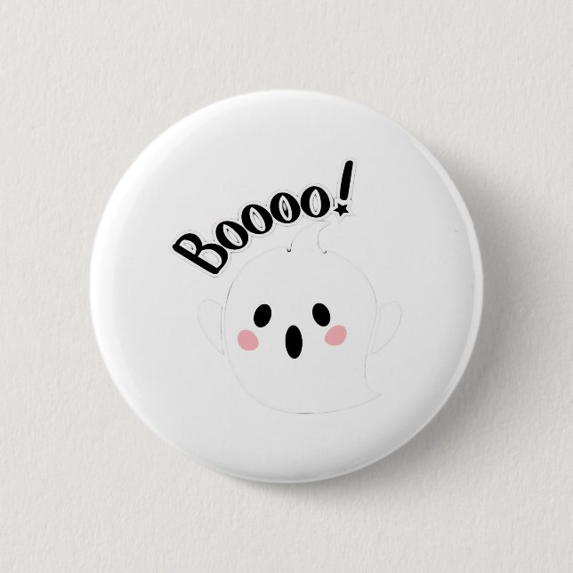 A Cute White Boo Creative Casual Button (Front)