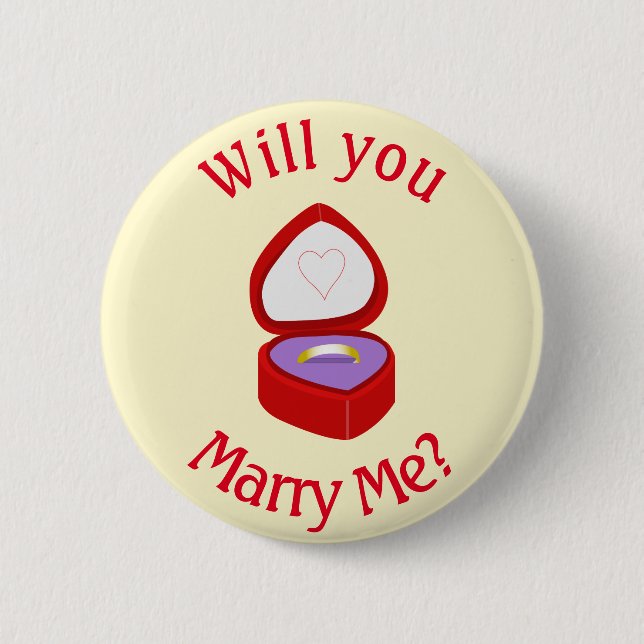 A cute 'Will you Marry Me' Button (Front)