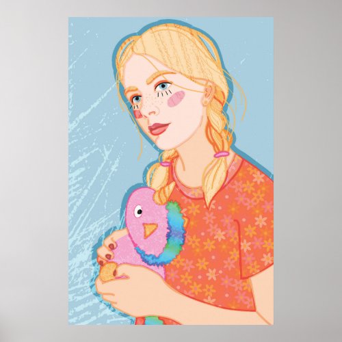  a cute young girl with blond hair poster