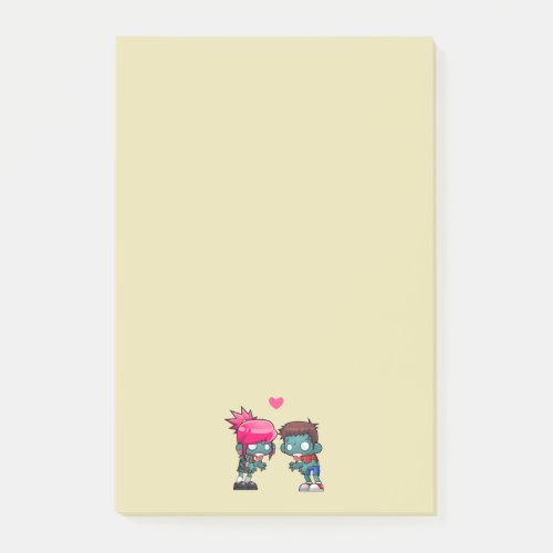 A Cute Zombie Couple in Love Illustration Post_it Notes