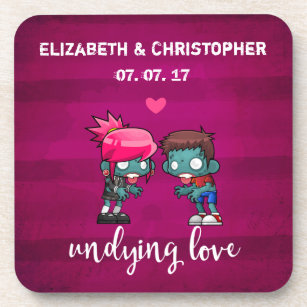 A Cute Zombie Couple Undying Love Wedding Coaster