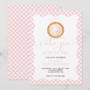 A Cutie Pie pink plaid pumpkin pie baby shower Invitation