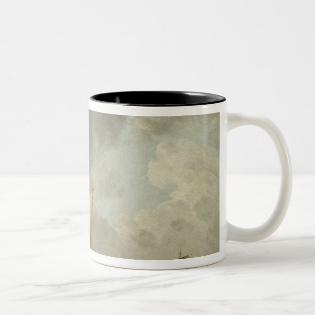 A Cutter in a Strong Breeze (oil on copper) Two-Tone Coffee Mug (Right)