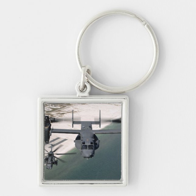 A CV-22 Osprey and an MH-53 Pave Low Keychain (Front)