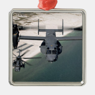 A CV-22 Osprey and an MH-53 Pave Low Metal Ornament