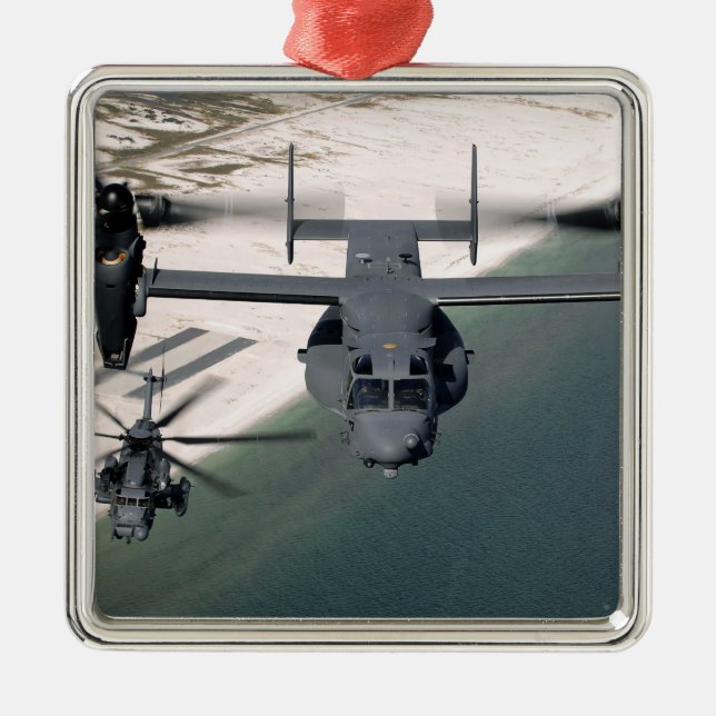 A CV-22 Osprey and an MH-53 Pave Low Metal Ornament (Front)